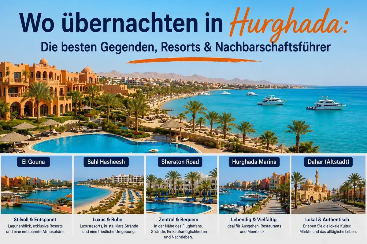 Wo man in Hurghada übernachten kann – Kompletter Hotelgebietsführer 2026
