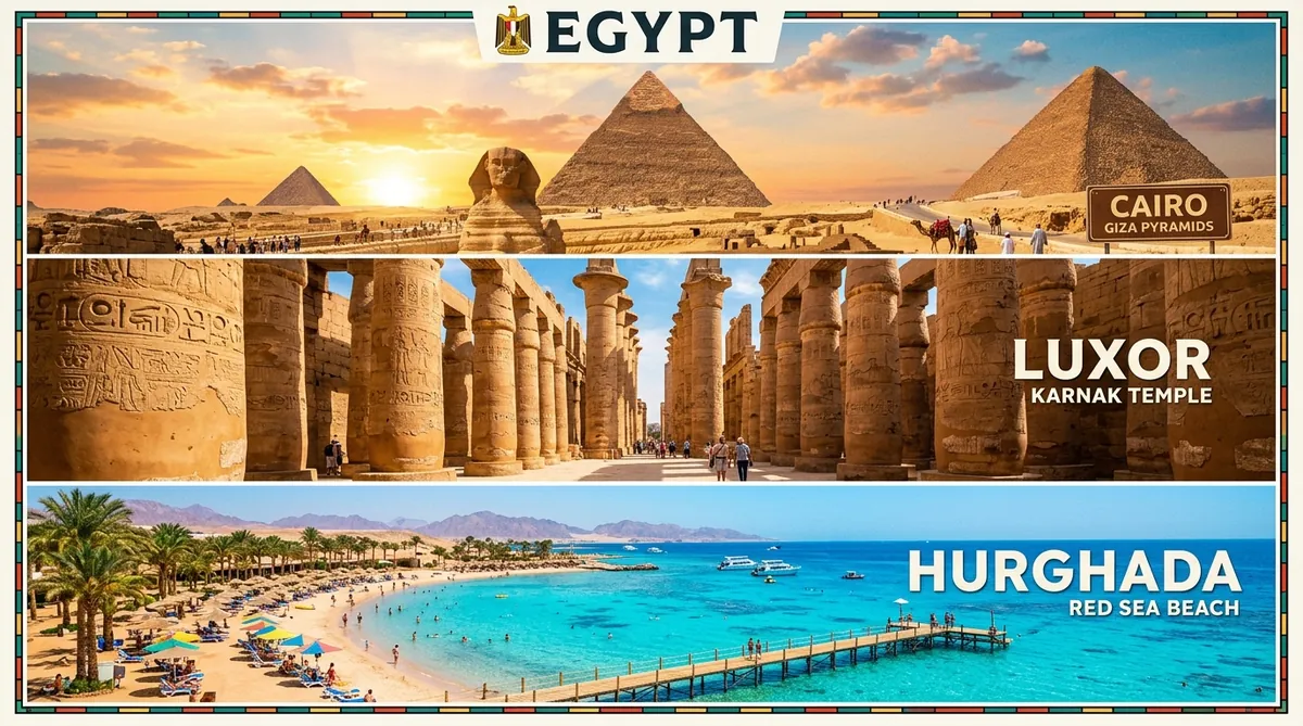 Combine Hurghada beach Luxor Cairo