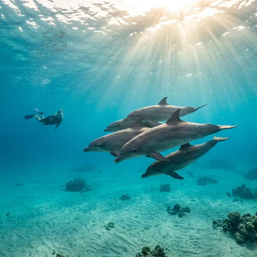 Delfini selvatici nel cristallino Mar Rosso