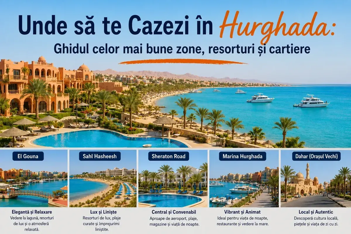 Unde să stați în Hurghada — Ghidul complet al zonei hoteliere 2026